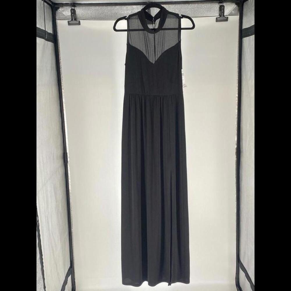 Elegant Black Maxi Dress with Sheer Top